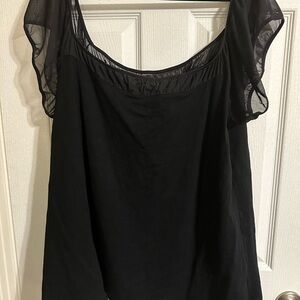 Chic Black Sheer Sleeve Top
